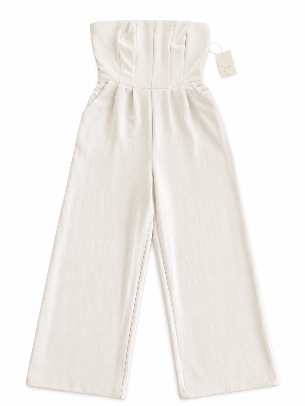 A New Day Women’s Strapless Jumpsuit Size Small Cream Wide Leg NWT - Picture 2 of 12